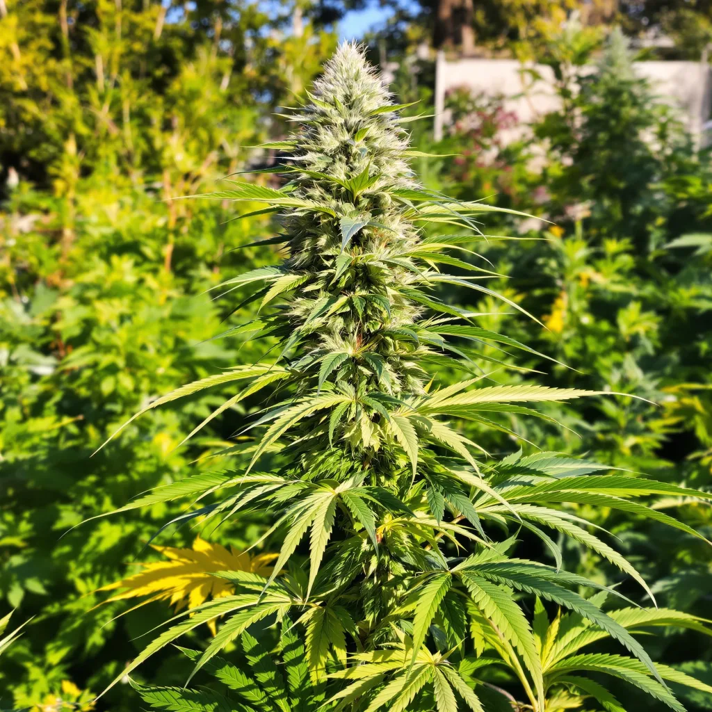 Goji OG 20% indica / 80% sativa flower with visible trichomes