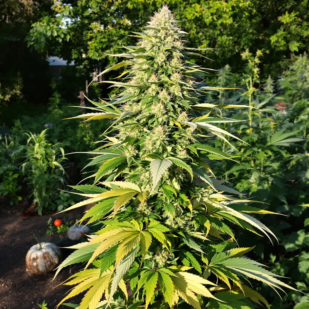 Golden Nugget 37% indica / 63% sativa flower with visible trichomes