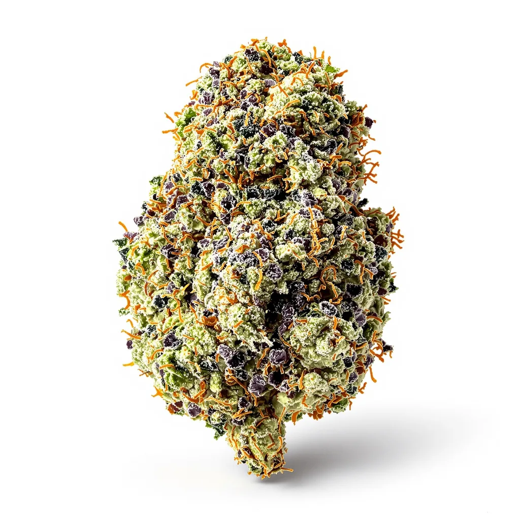 Gorilla Glue 51% indica / 49% sativa flower with visible trichomes