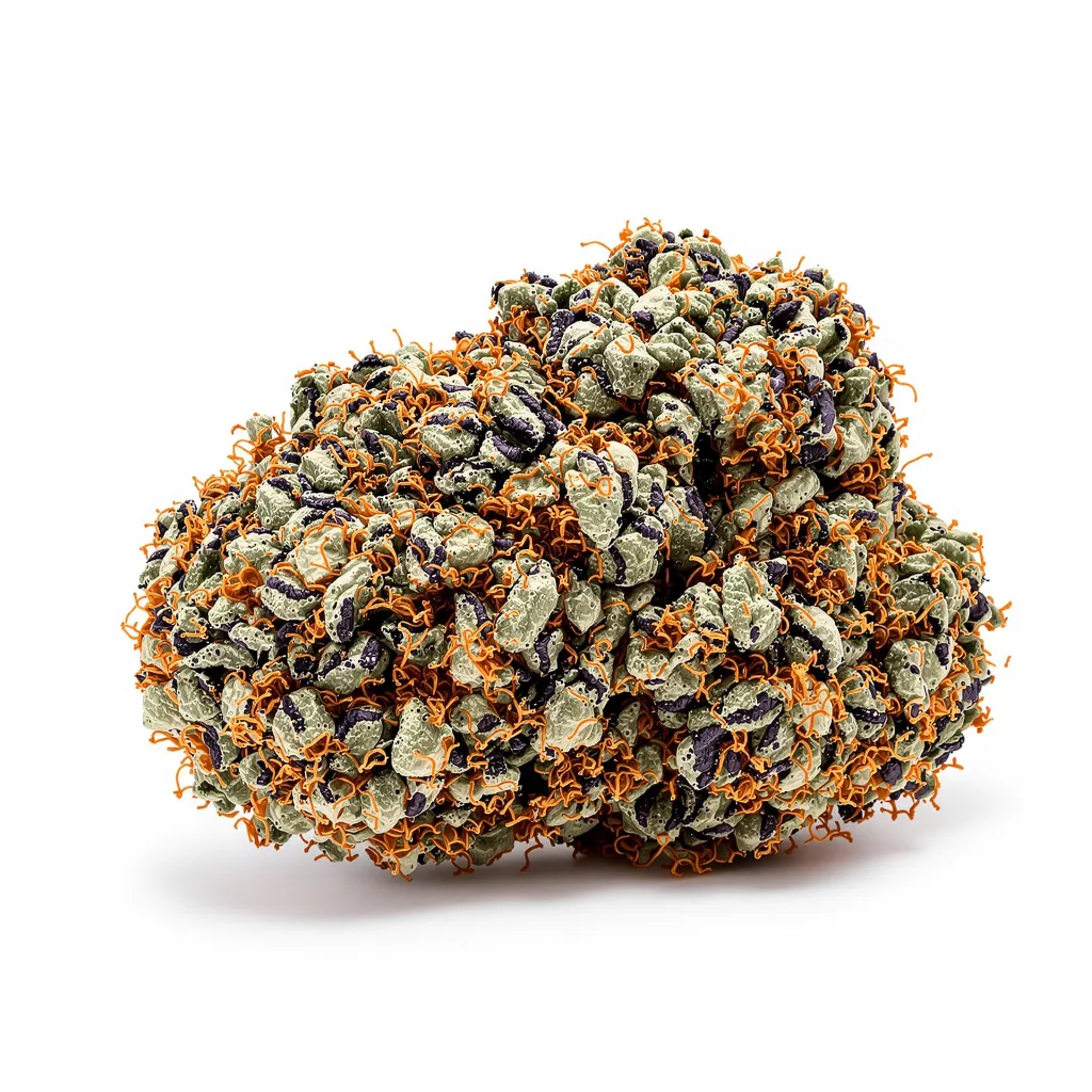 Grape Ape 68% indica / 32% sativa flower with visible trichomes
