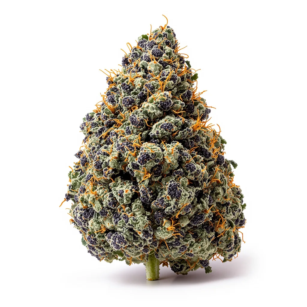 Grape Inferno 79% indica / 21% sativa flower with visible trichomes