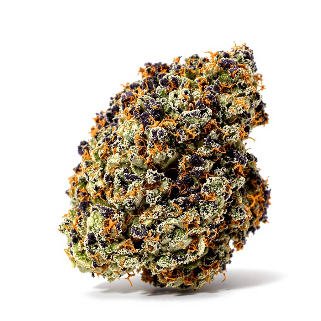 Grape Valley Kush 81% indica / 19% sativa flower with visible trichomes