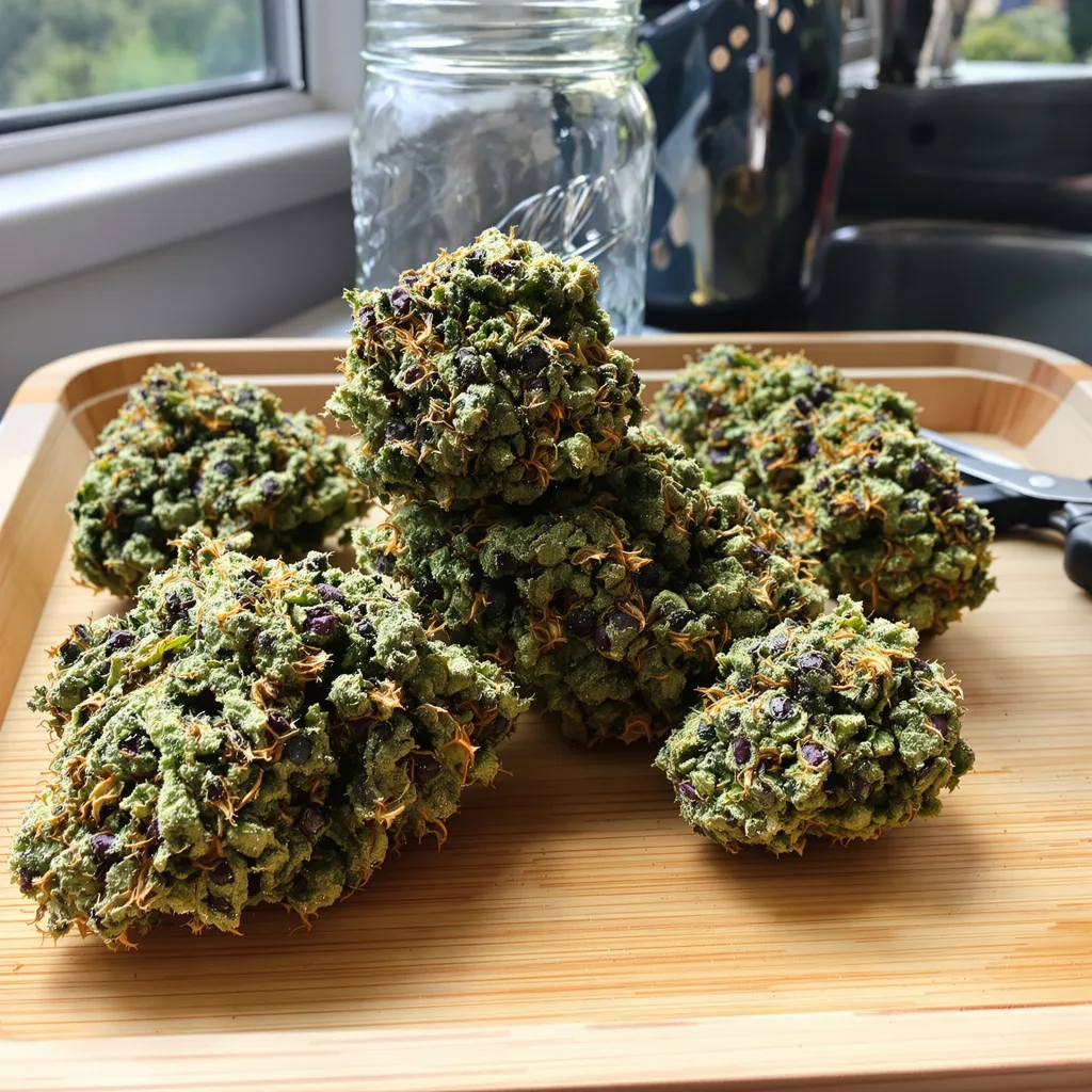 Grapefruit Diesel 60% indica / 40% sativa flower with visible trichomes