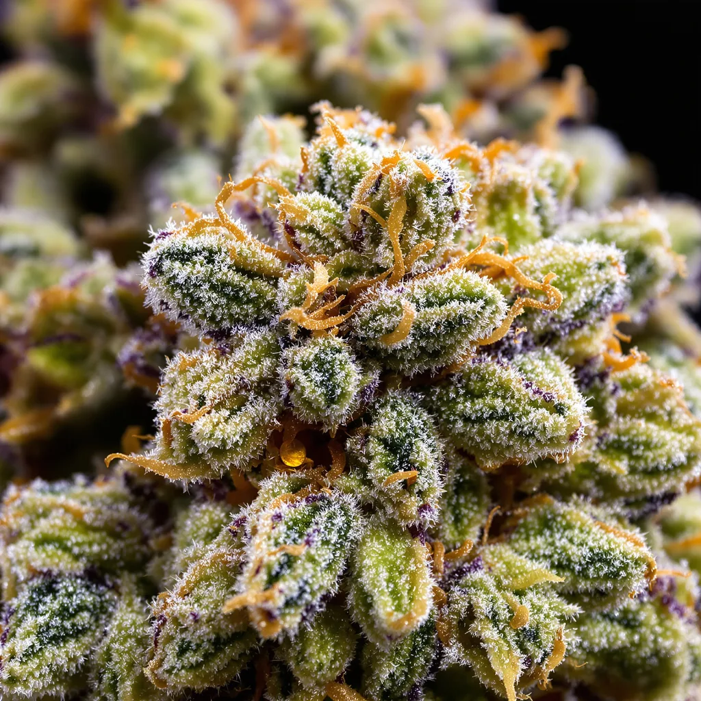 Grapefruit Diesel cannabis bud close-up showing dense forest-green nugs