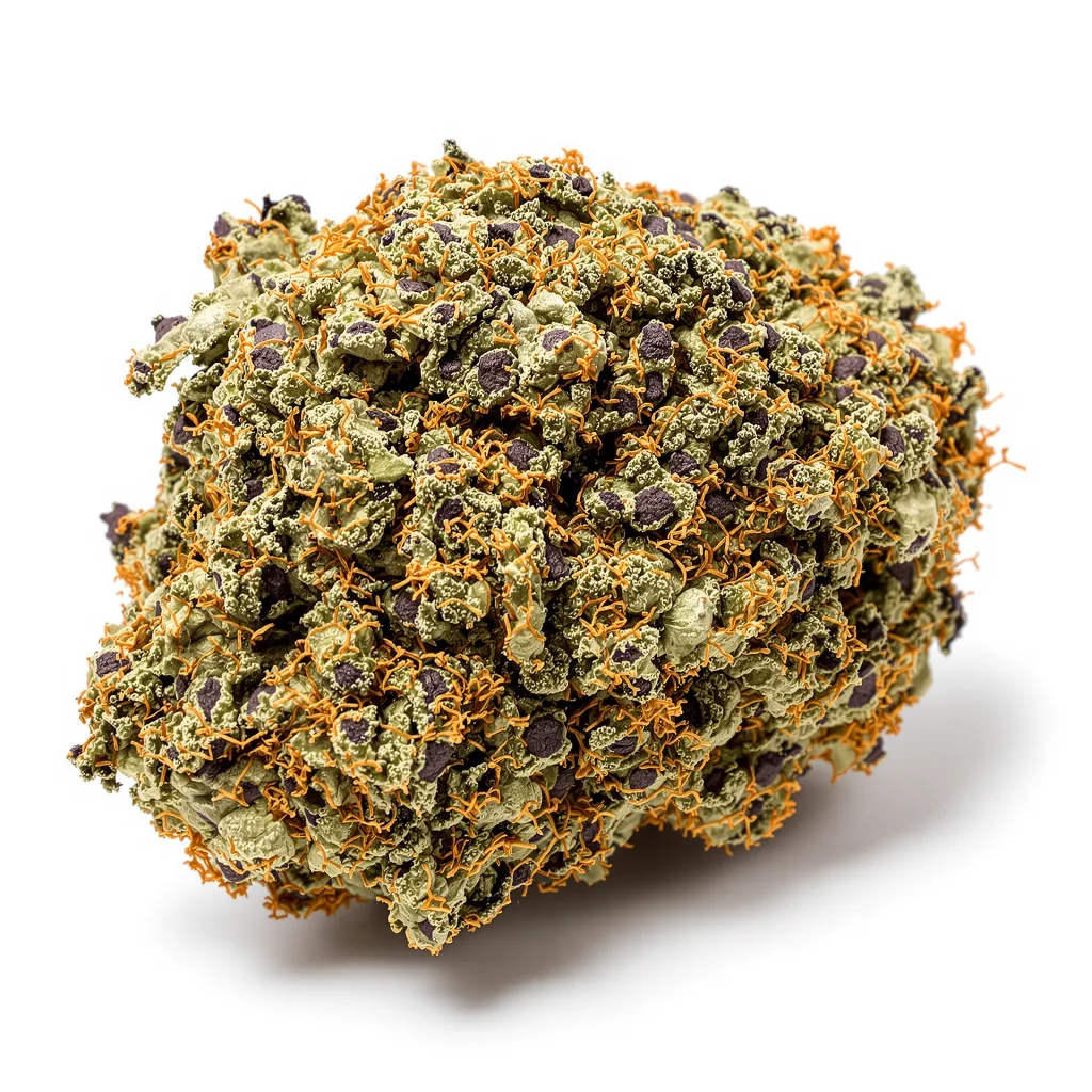 Gravity 75% indica / 25% sativa flower with visible trichomes