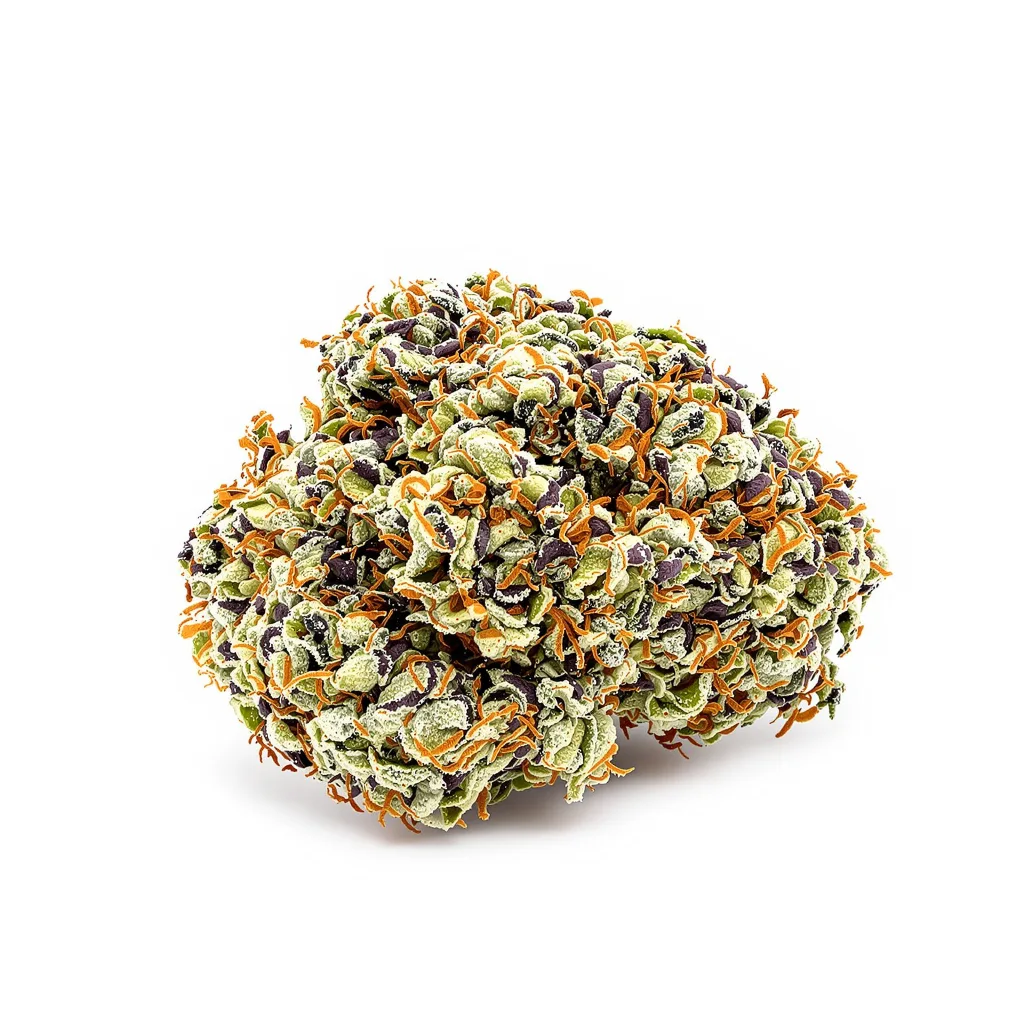 Green Crack 51% indica / 49% sativa flower with visible trichomes