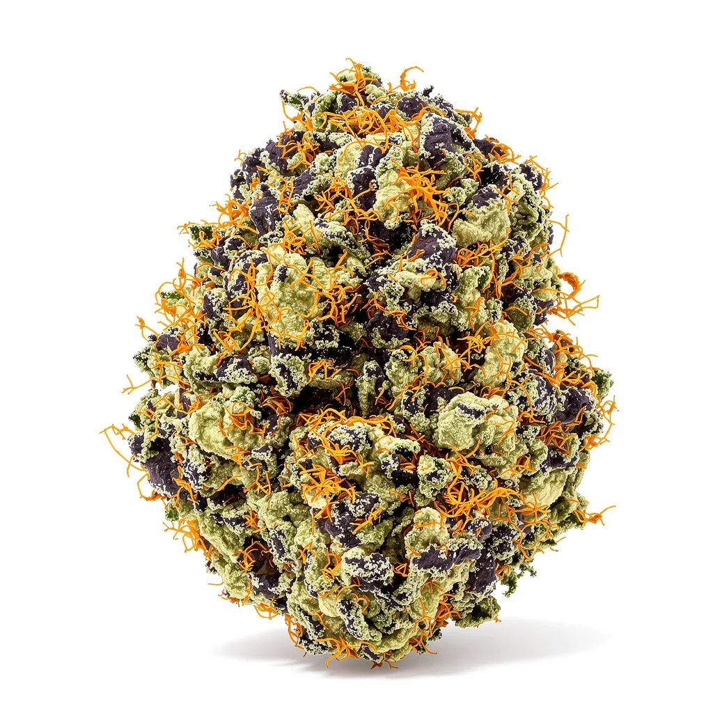 Green Crack Punch 84% indica / 16% sativa flower with visible trichomes