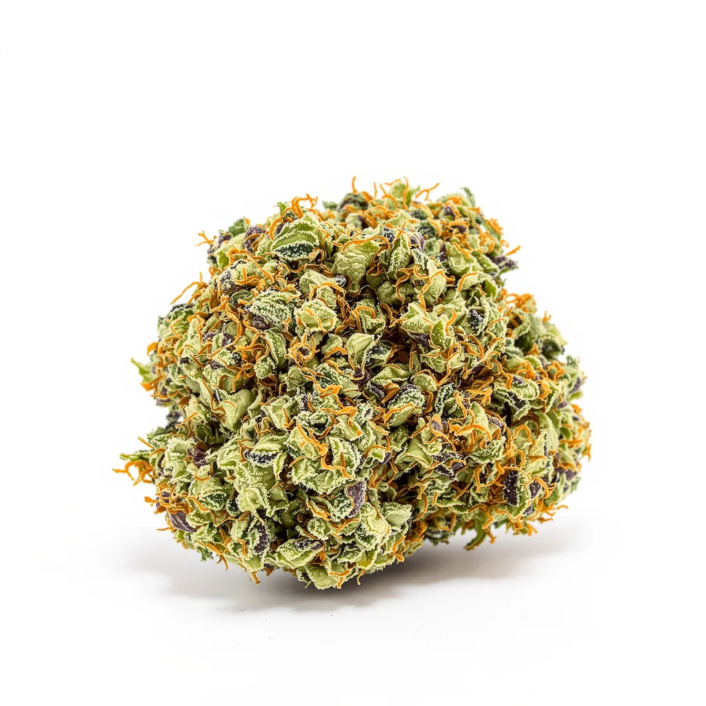 Green Door Kush 36% indica / 64% sativa flower with visible trichomes