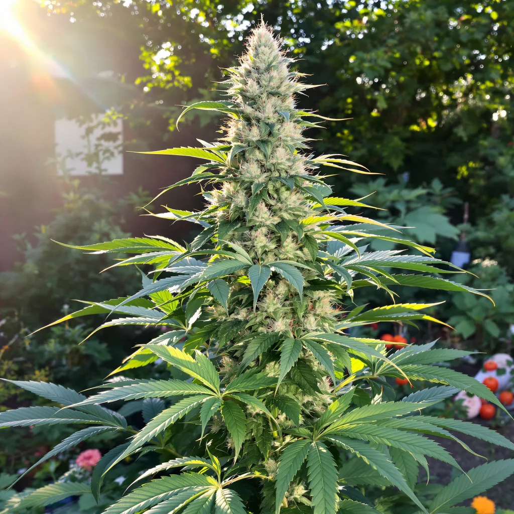 Green Line OG 63% indica / 37% sativa flower with visible trichomes