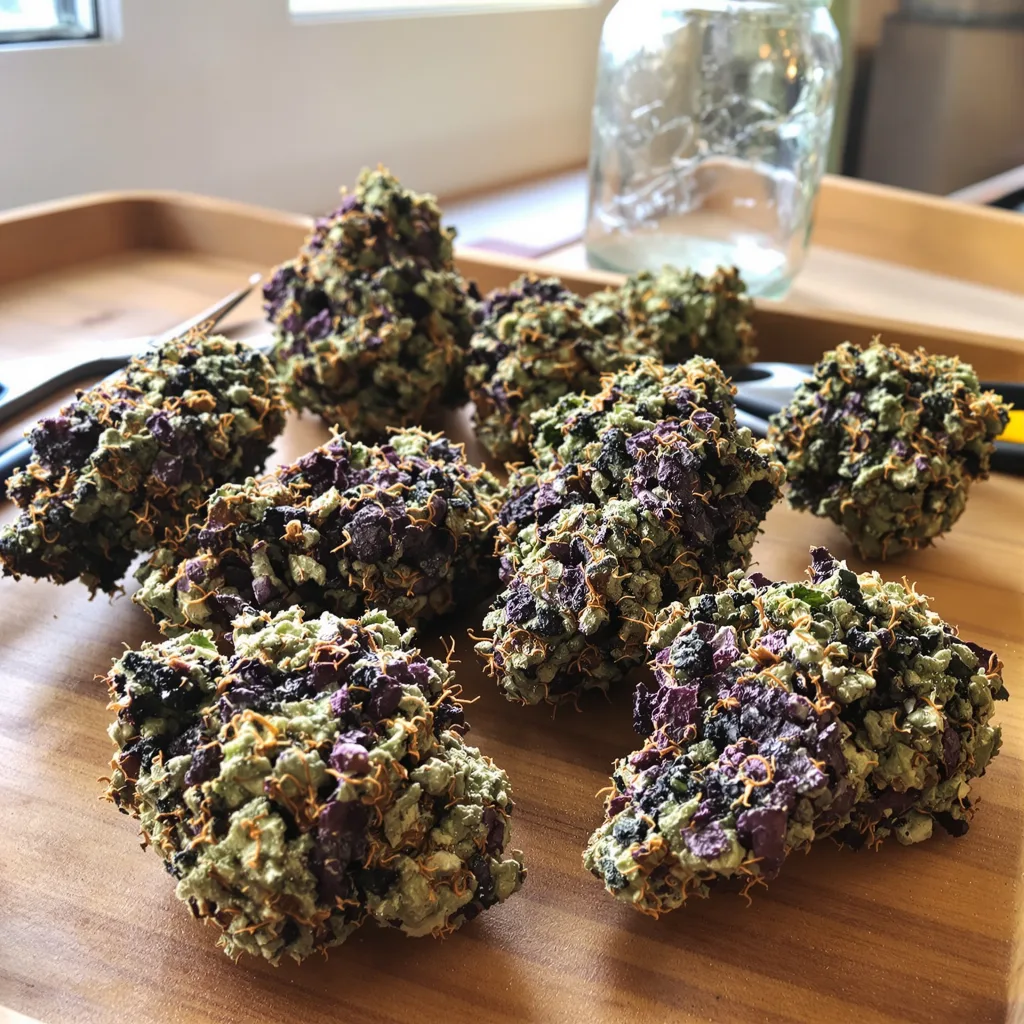 Green Love Potion 76% indica / 24% sativa flower with visible trichomes
