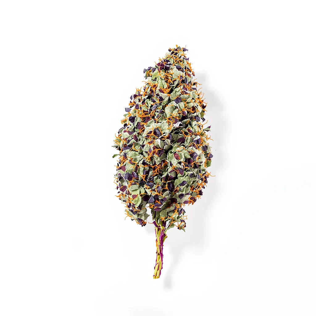 Green Poison 80% indica / 20% sativa flower with visible trichomes
