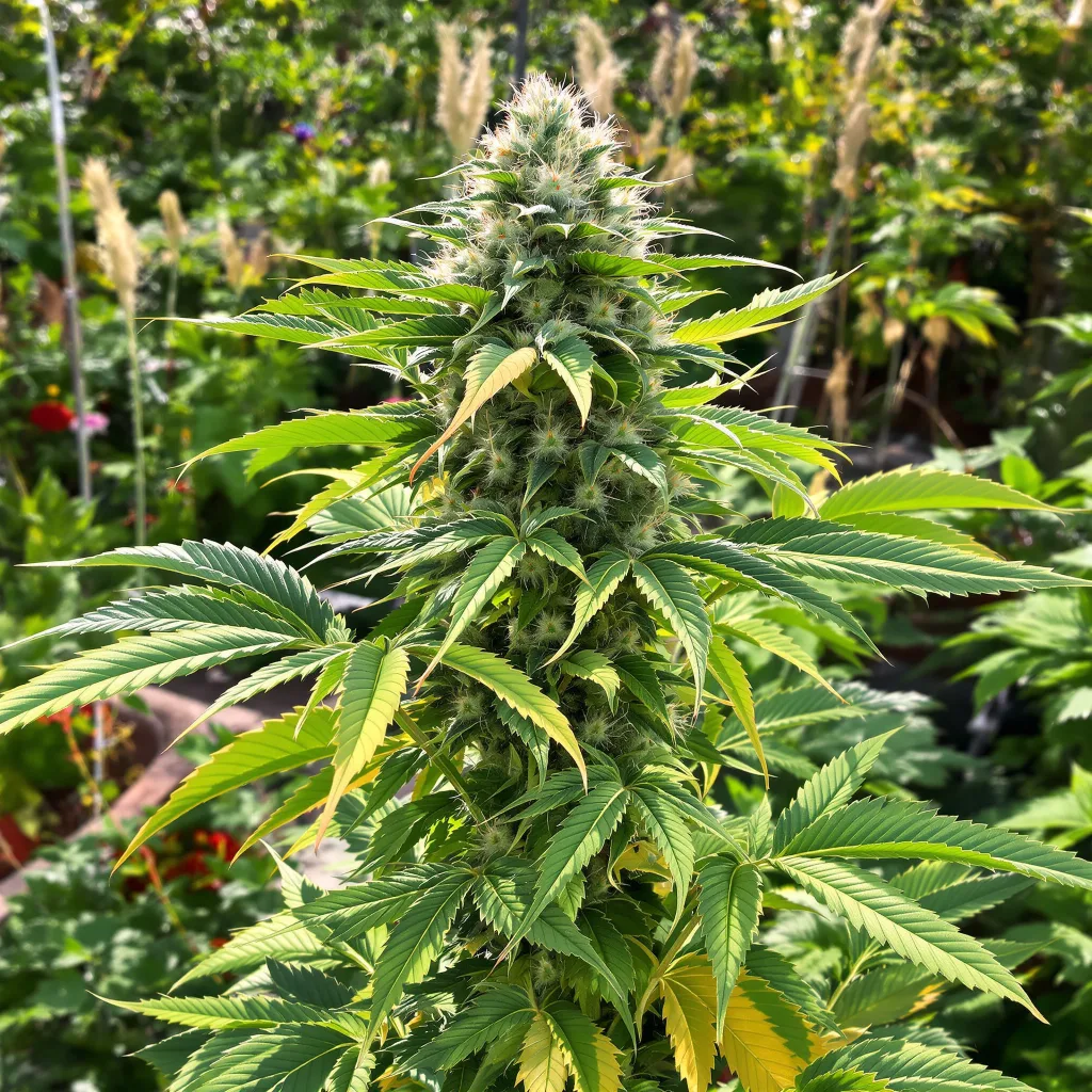 Green Poison 80% indica / 20% sativa flower with visible trichomes