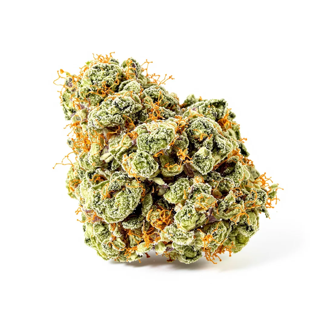 Green Queen 40% indica / 50% sativa flower with visible trichomes
