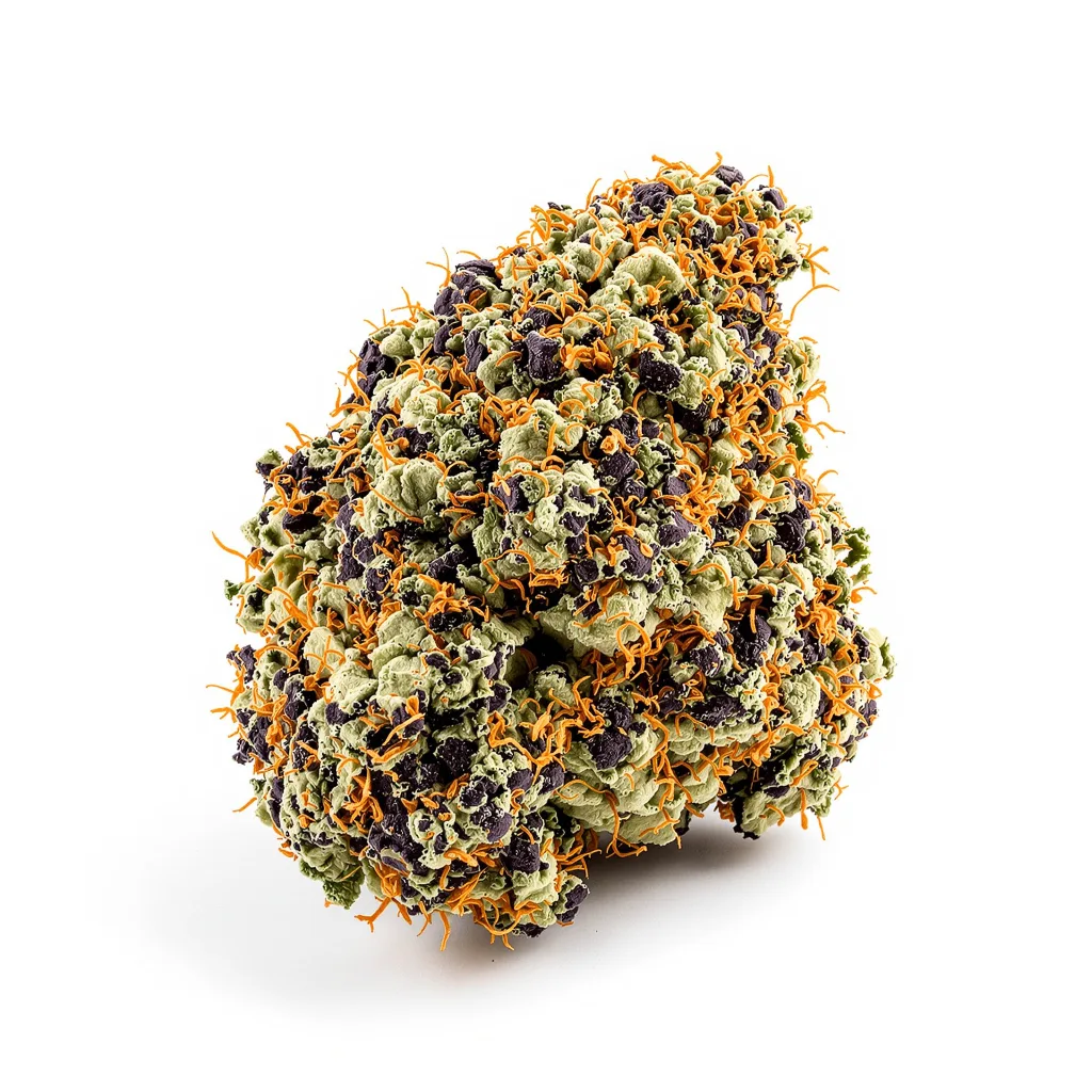 Green Ribbon 78% indica / 22% sativa flower with visible trichomes
