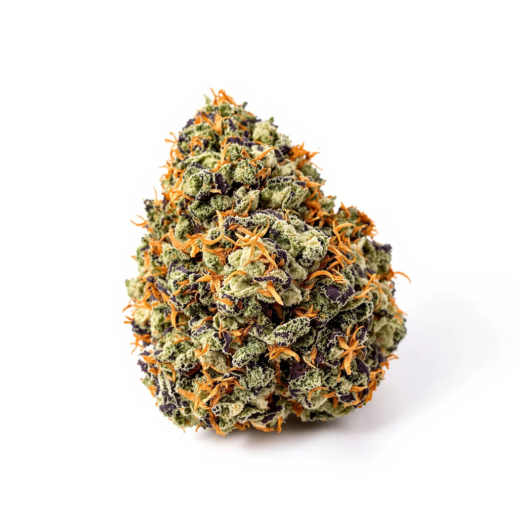 Grimace 79% indica / 21% sativa flower with visible trichomes