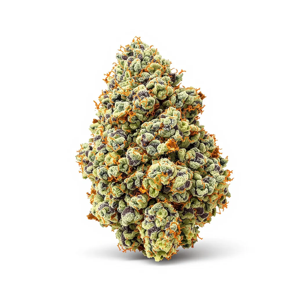 Guido Kush 41% indica / 59% sativa flower with visible trichomes