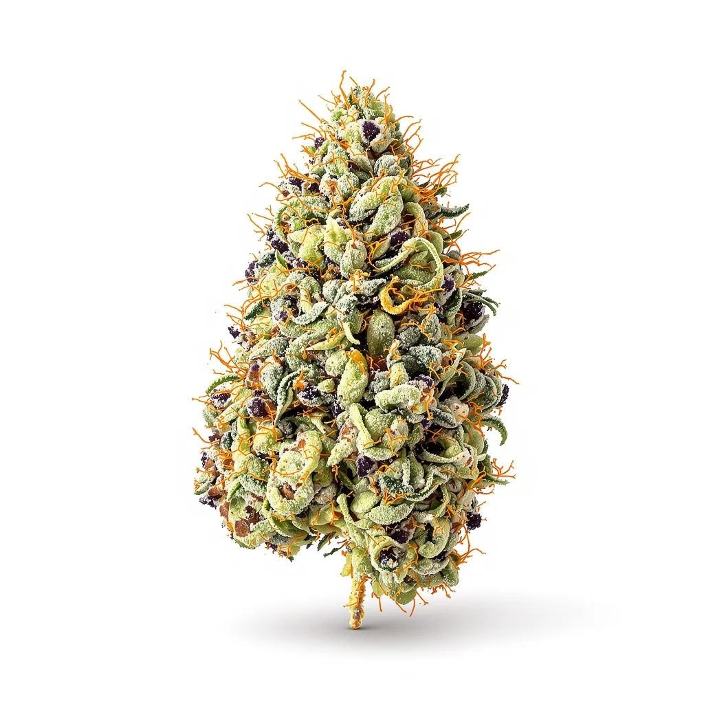 Guido Kush 41% indica / 59% sativa flower with visible trichomes