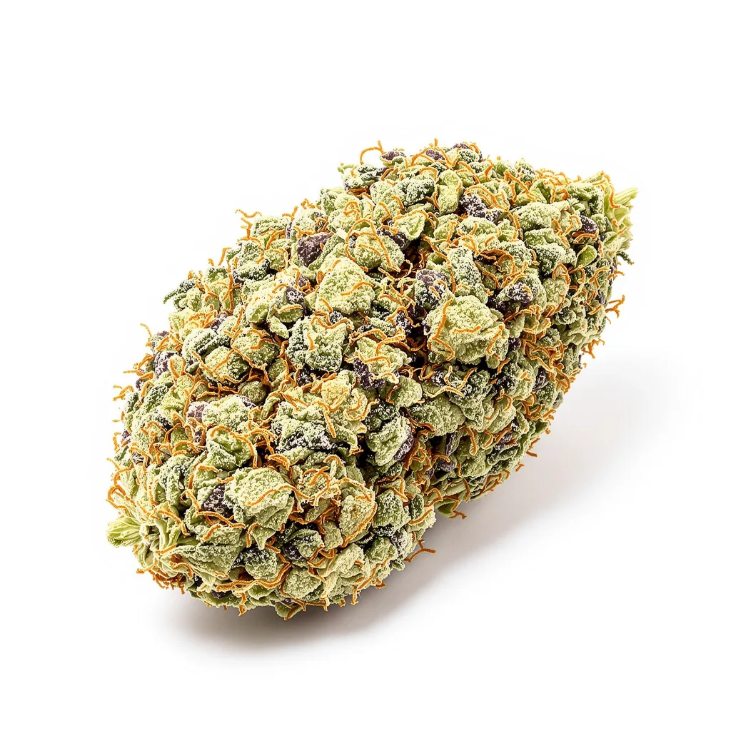 Gupta Kush 44% indica / 56% sativa flower with visible trichomes
