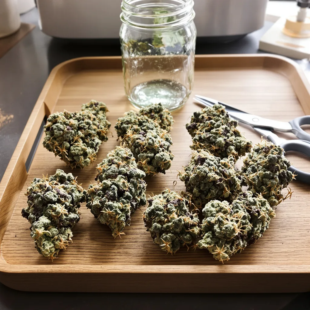 Gupta Kush 44% indica / 56% sativa flower with visible trichomes