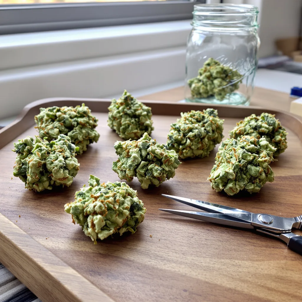 Harle-Tsu CBD 47% indica / 53% sativa flower with visible trichomes