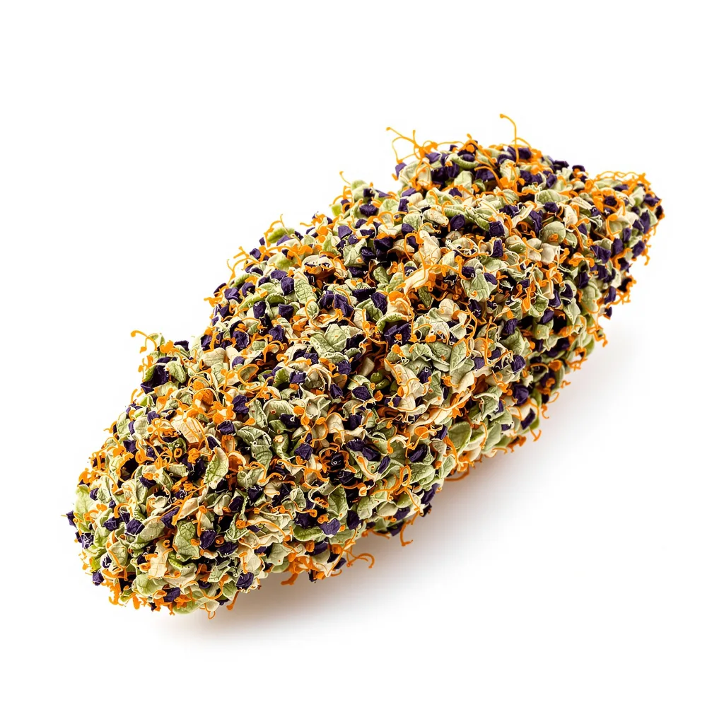 Hashberry 70% indica / 30% sativa flower with visible trichomes