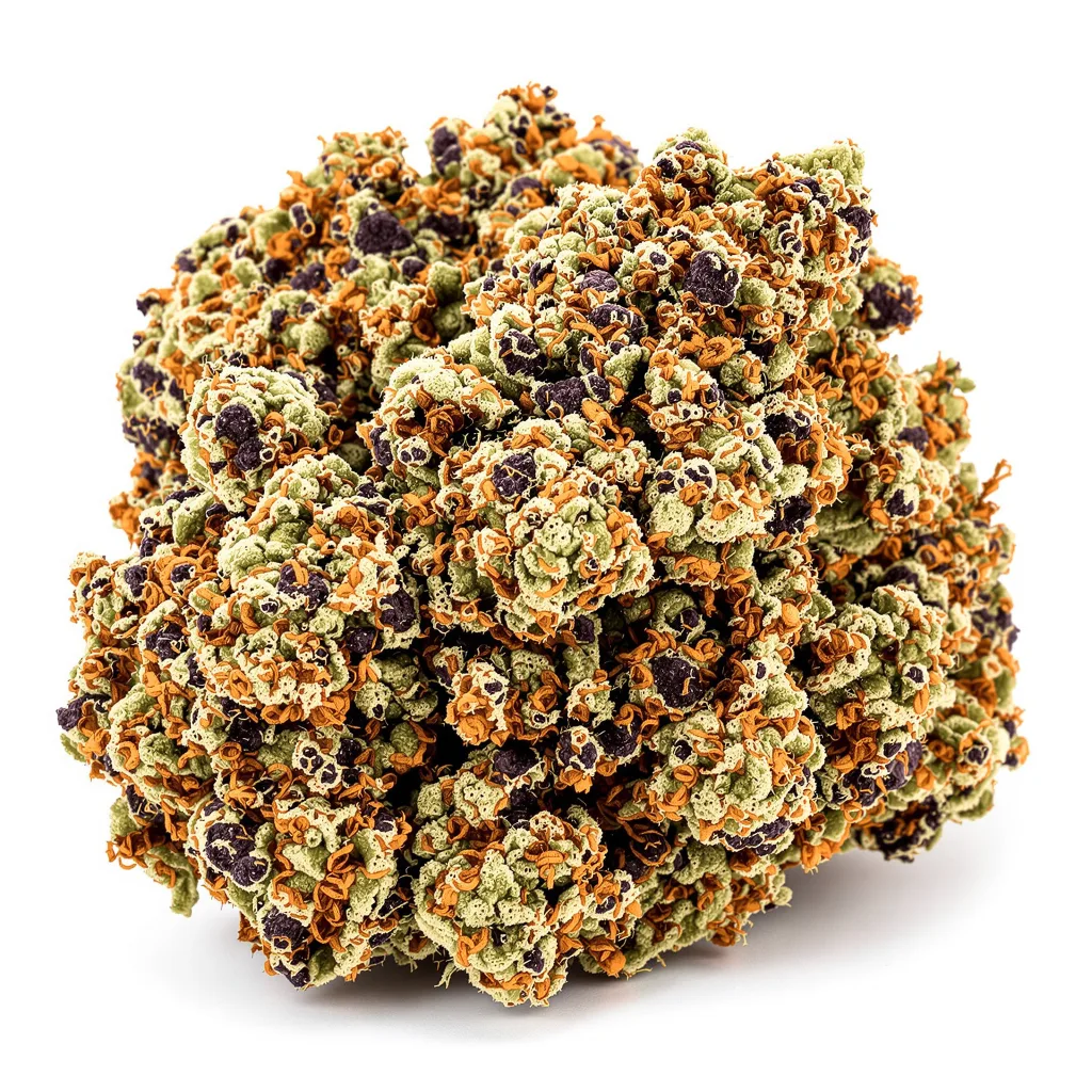 Hawaiian 84% indica / 16% sativa flower with visible trichomes
