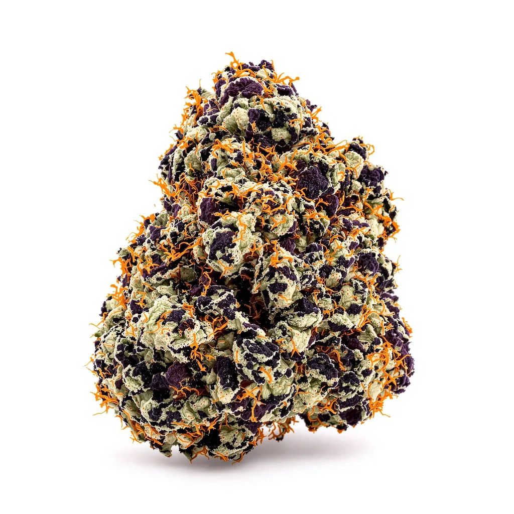 Hawaiian 84% indica / 16% sativa flower with visible trichomes