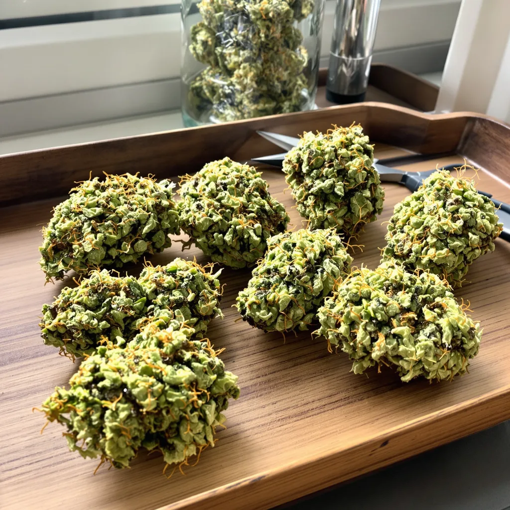 Hawaiian Haze 10% indica / 90% sativa flower with visible trichomes