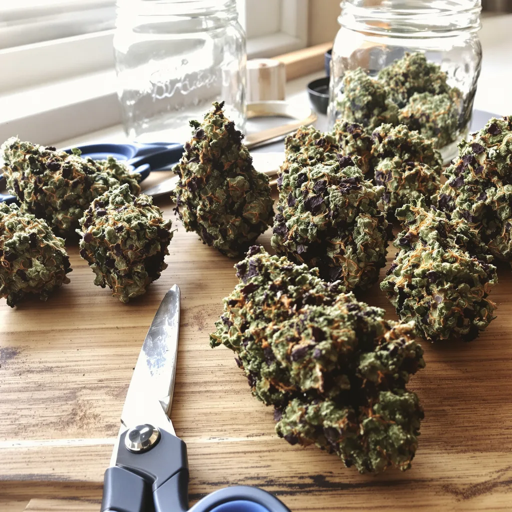 Hawaiian Purple Kush 85% indica / 15% sativa flower with visible trichomes