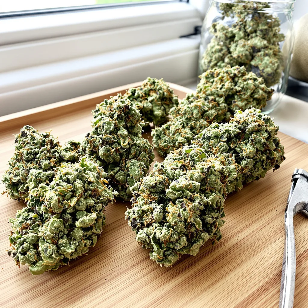 Headband 60% indica / 40% sativa flower with visible trichomes