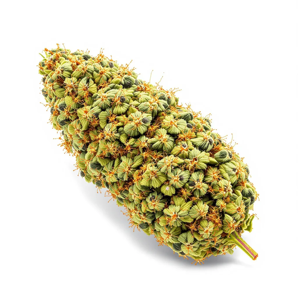 Hektol 21% indica / 79% sativa flower with visible trichomes