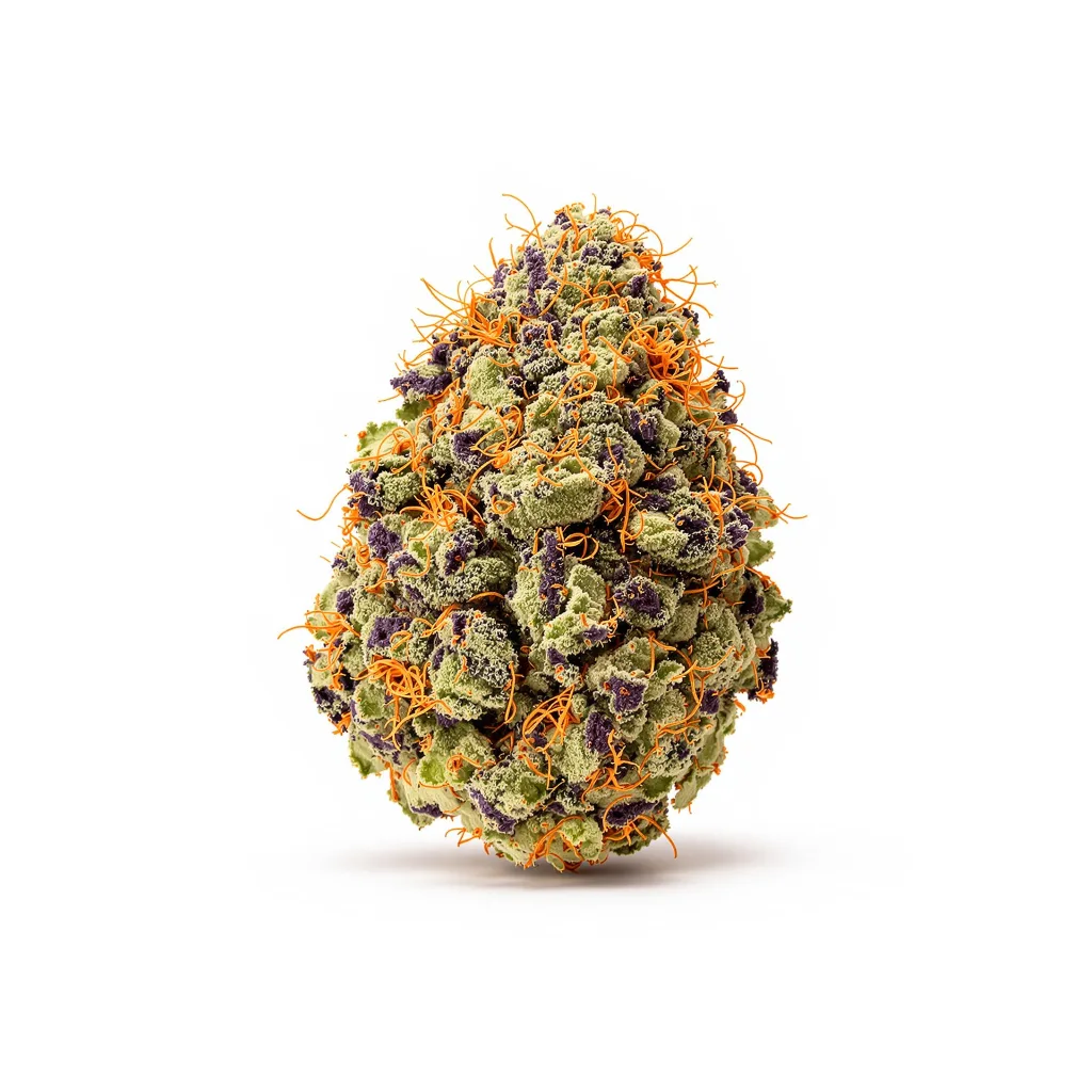 Hell's OG 80% indica / 20% sativa flower with visible trichomes