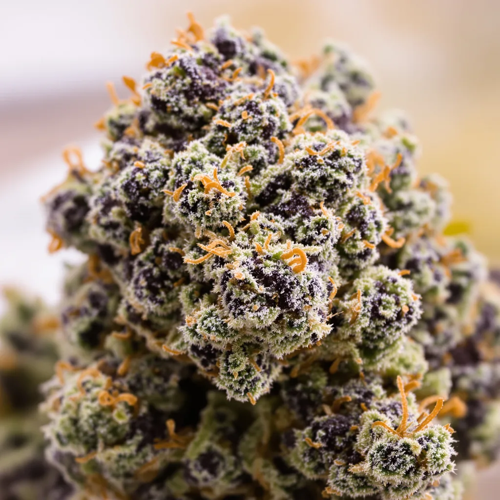 High Resin Strains Mixpack cannabis bud close-up showing dense purple-tinged calyxes