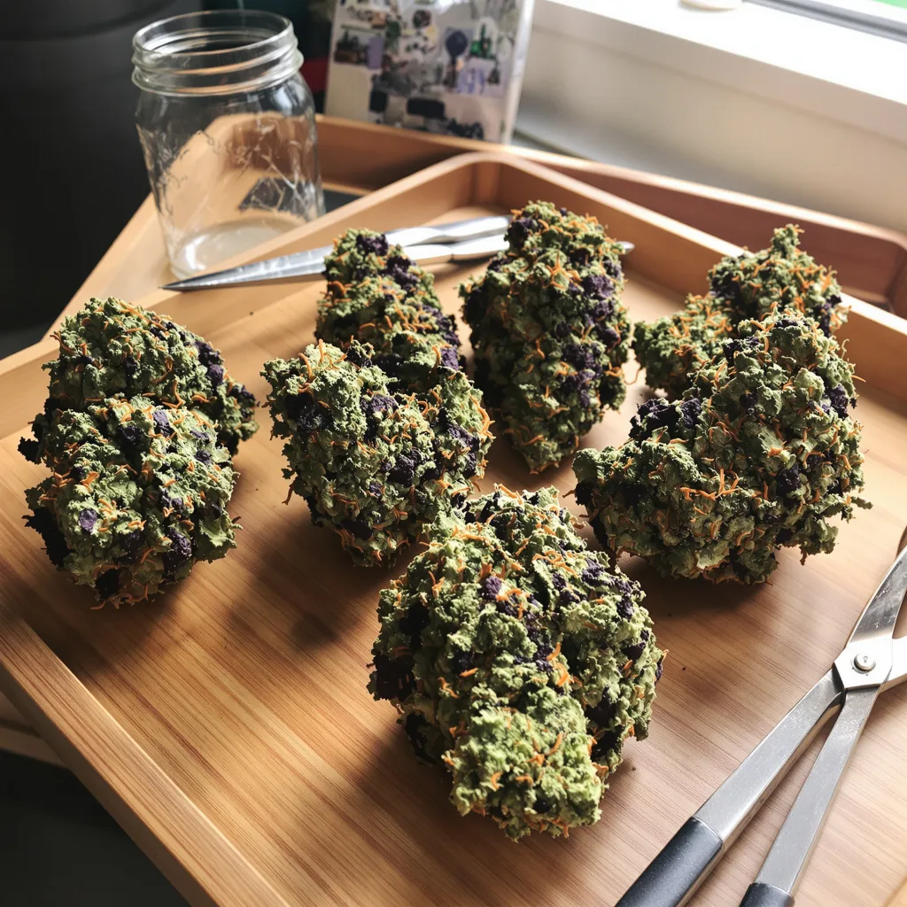 Honey Bananas 84% indica / 16% sativa flower with visible trichomes