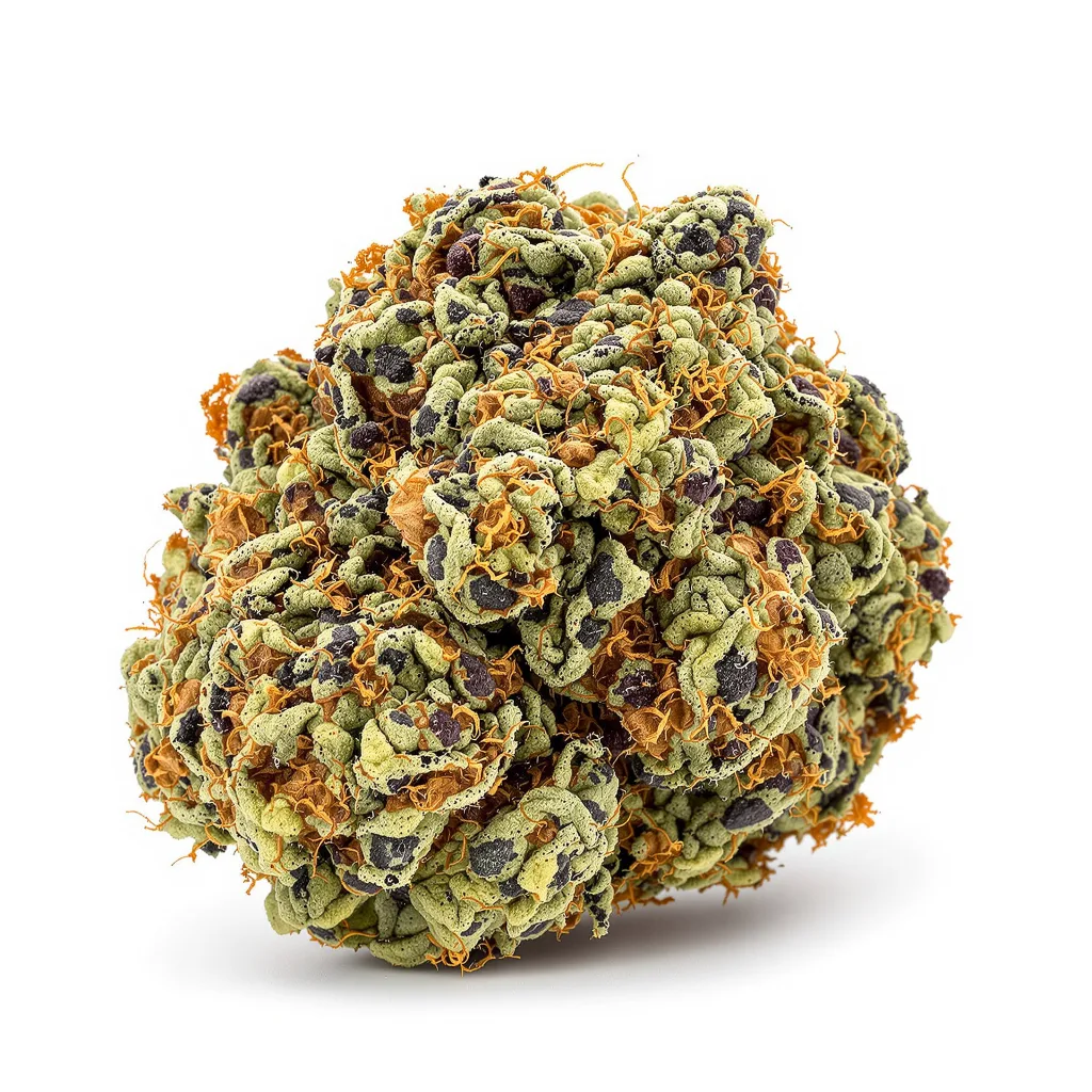 Iced Widow 67% indica / 33% sativa flower with visible trichomes