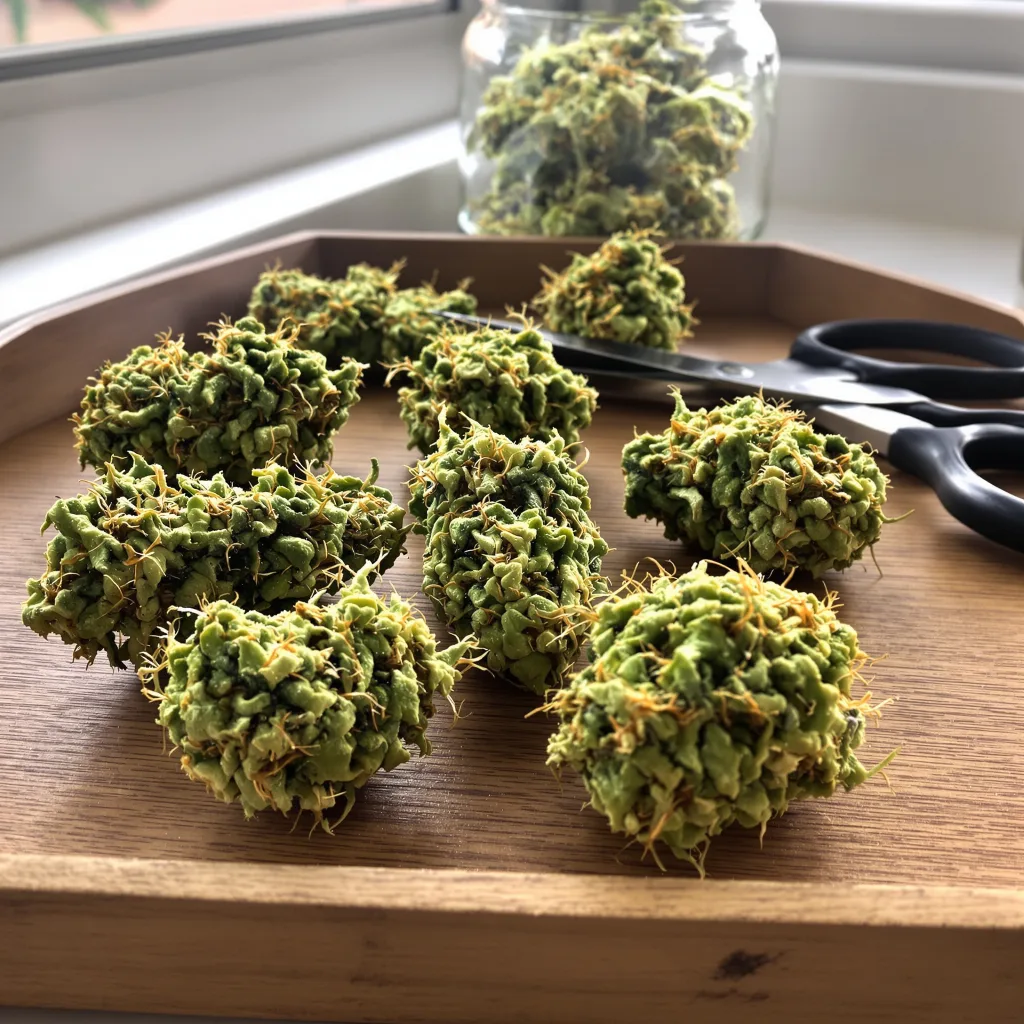 Industrial Plant 20% indica / 80% sativa flower with visible trichomes