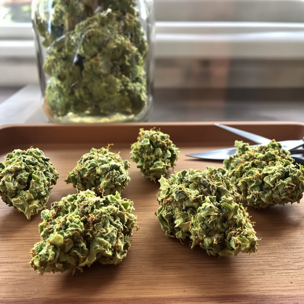 Industrial Plant 20% indica / 80% sativa flower with visible trichomes