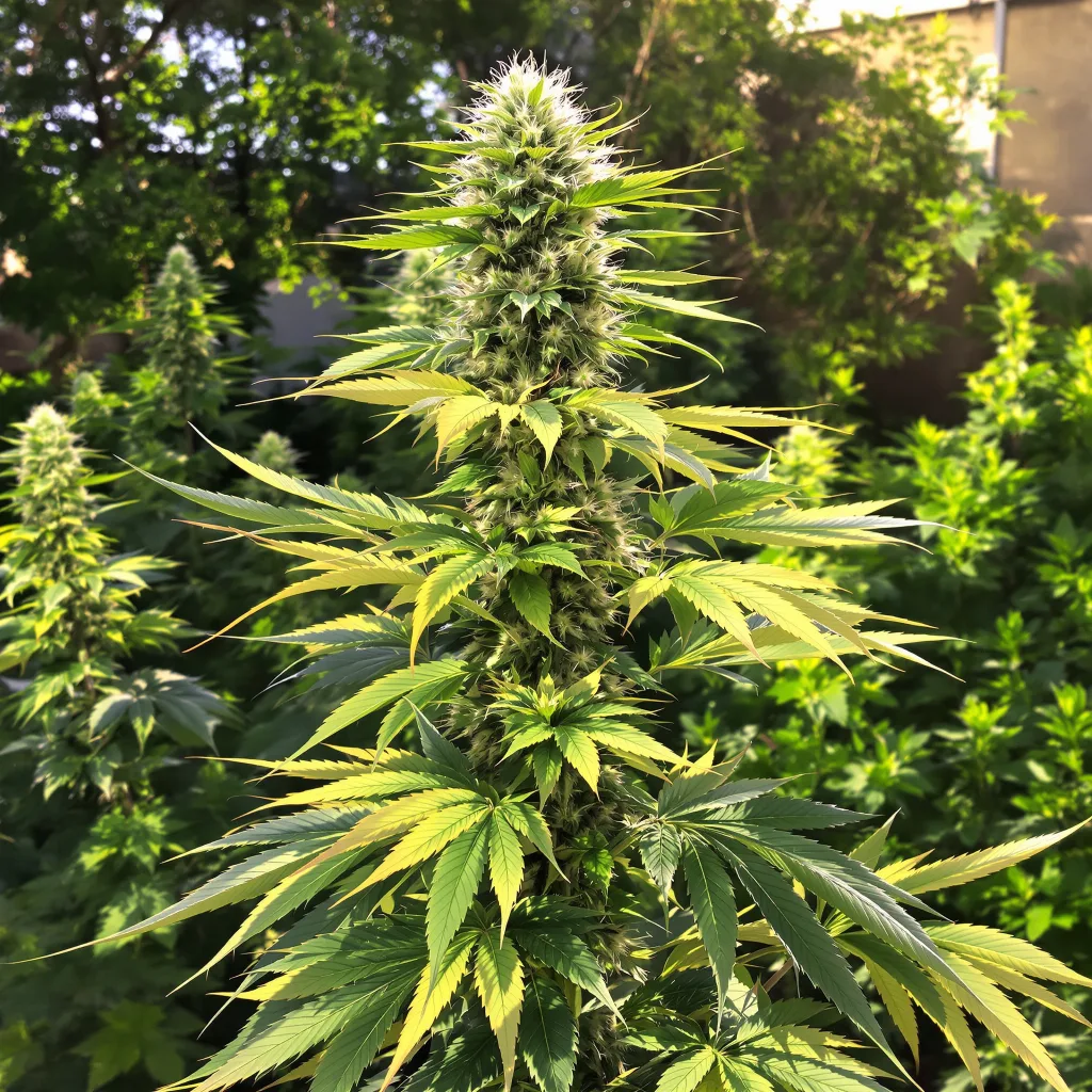 Industrial Plant 20% indica / 80% sativa flower with visible trichomes