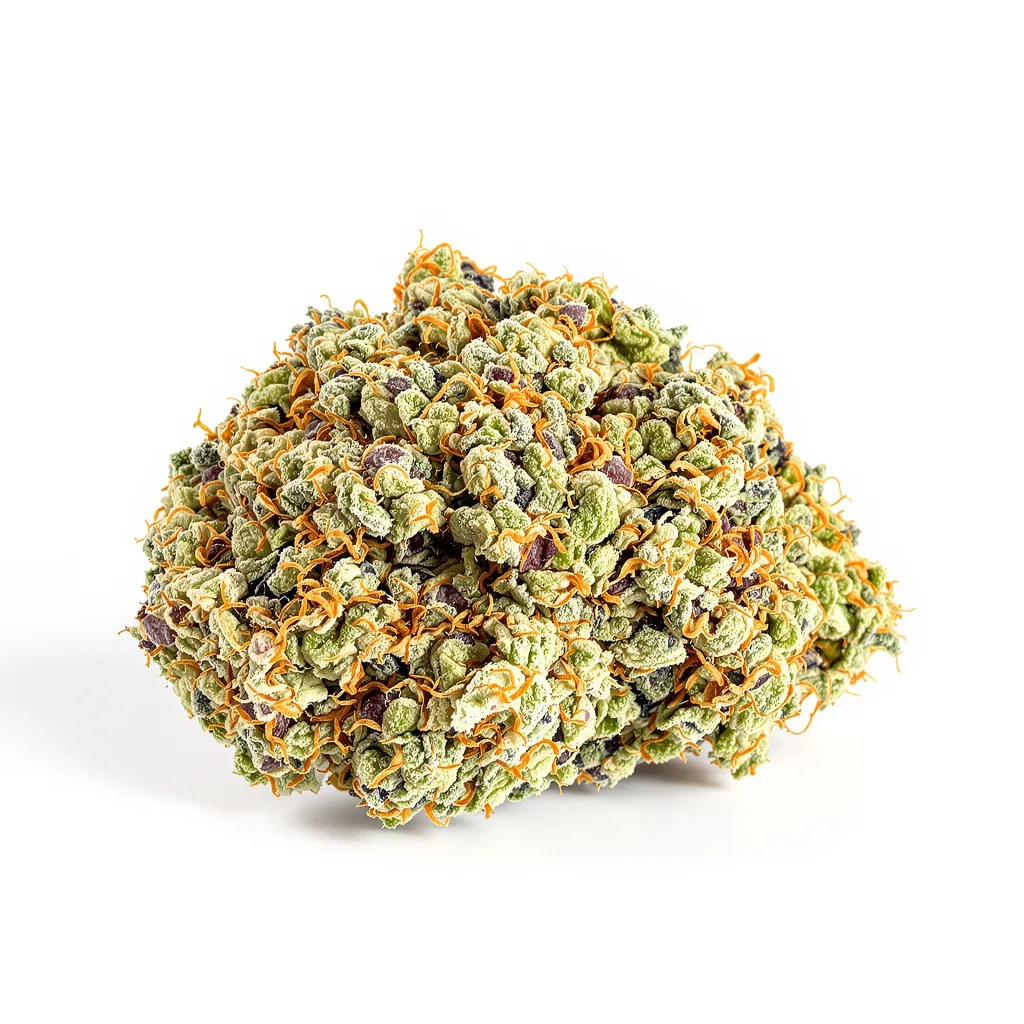 Jacked-Up 50% indica / 50% sativa flower with visible trichomes