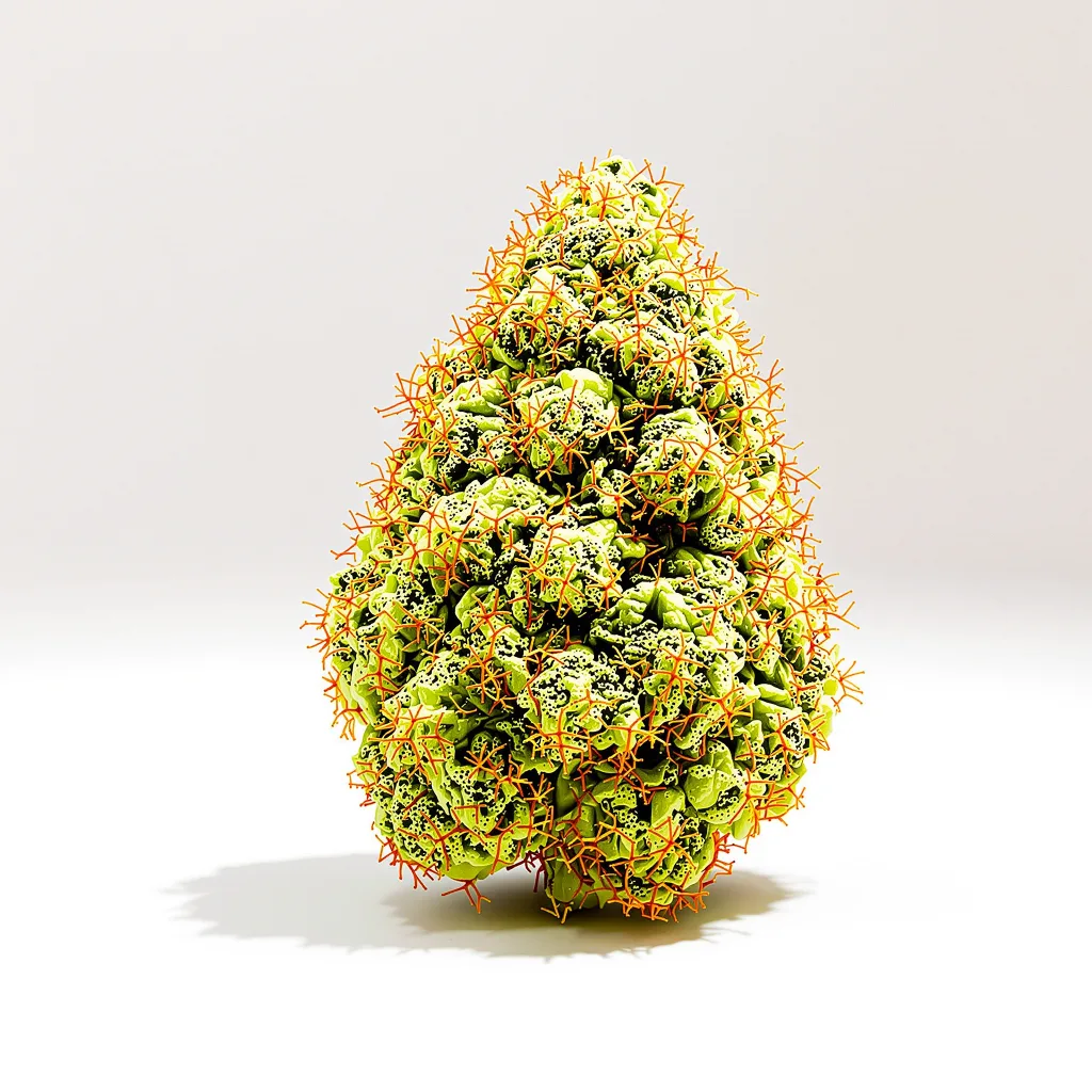 Kali Dog 17% indica / 83% sativa flower with visible trichomes