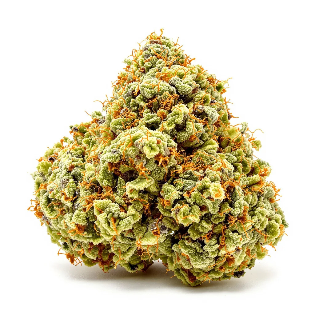 Kali Mist 18% indica / 82% sativa flower with visible trichomes