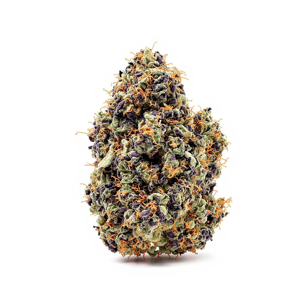 Kandahar 81% indica / 19% sativa flower with visible trichomes