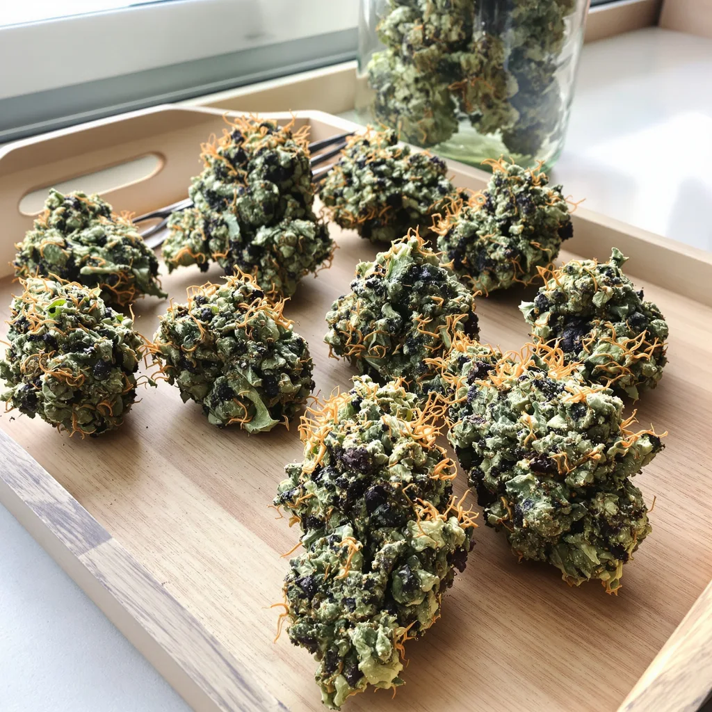 Katsu Bubba Kush 69% indica / 31% sativa flower with visible trichomes