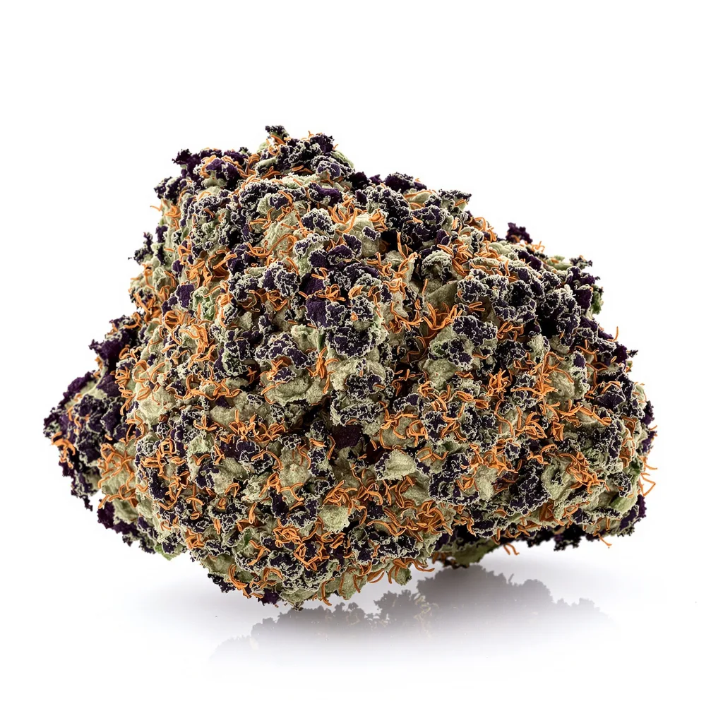 Kelly Hill Gold 77% indica / 23% sativa flower with visible trichomes