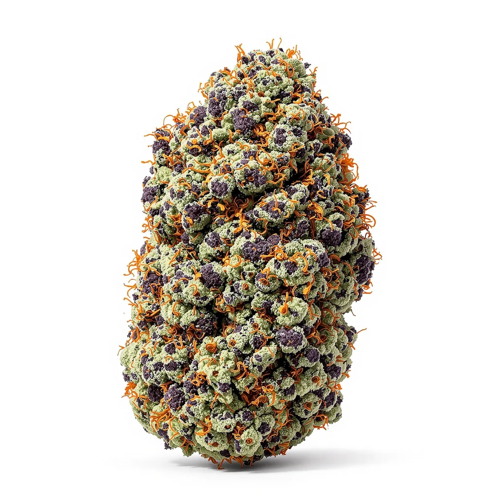 Killer 84% indica / 16% sativa flower with visible trichomes