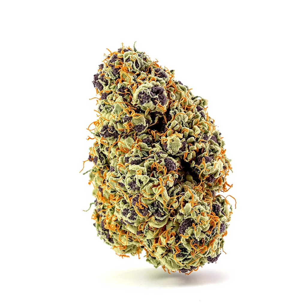 King Louis XIII 70% indica / 30% sativa flower with visible trichomes