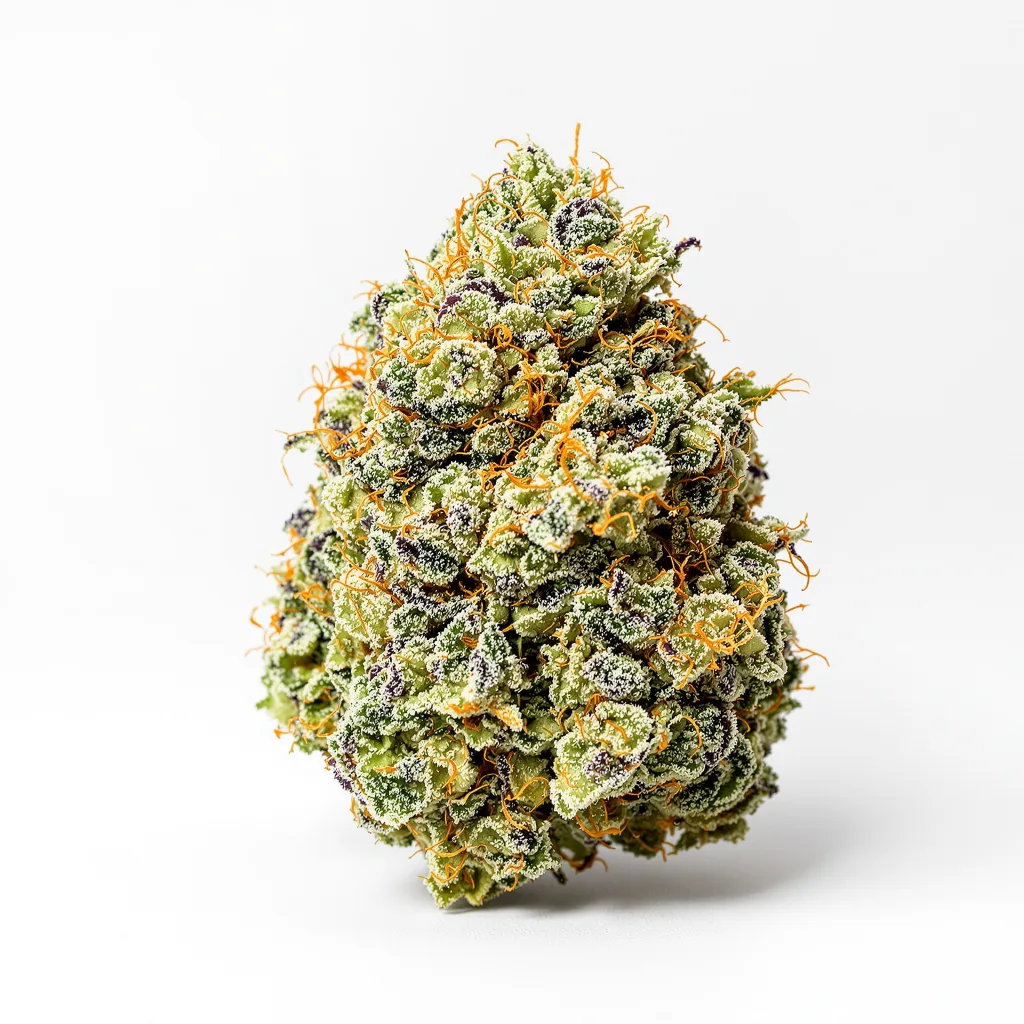 Kiss 44% indica / 56% sativa flower with visible trichomes