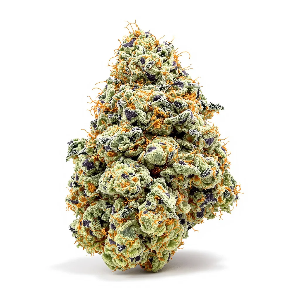 Kobain Kush 61% indica / 39% sativa flower with visible trichomes