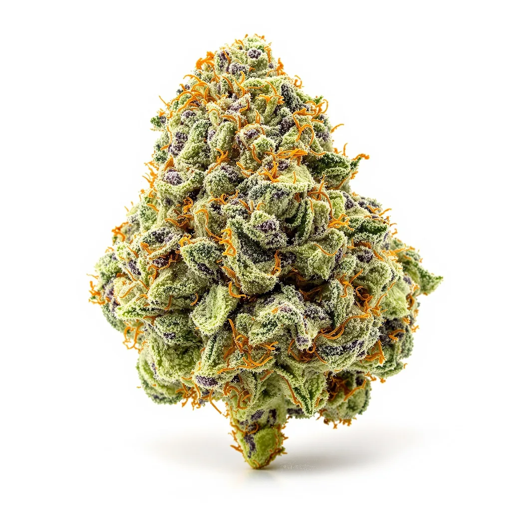Kraken 44% indica / 56% sativa flower with visible trichomes