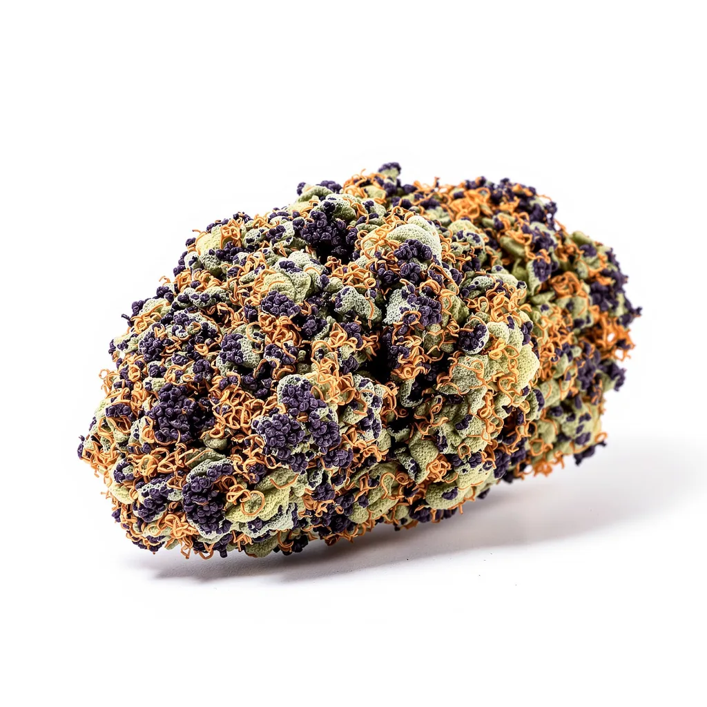 Kryptonite 70% indica / 20% sativa flower with visible trichomes